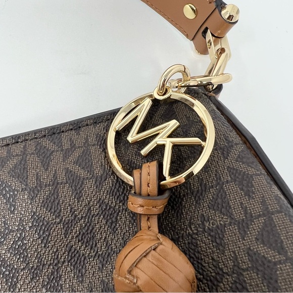 Michael Kors Brooke Signature Hobo Bag Signature Logo Pattern in Tan Black - Picture 6 of 14